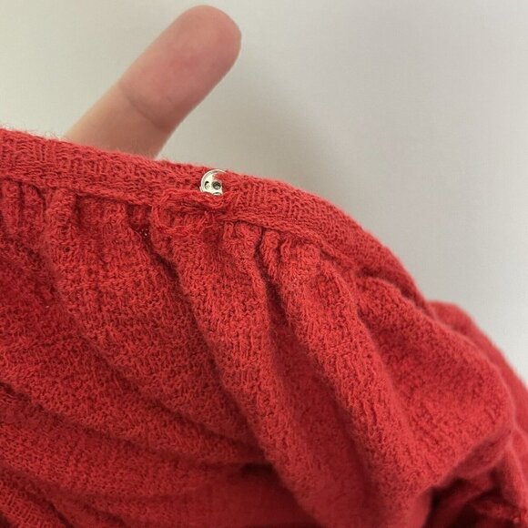 Madewell Woman’s Red Puff Sleeve Peplum Textured Top Size XS - Picture 6 of 7